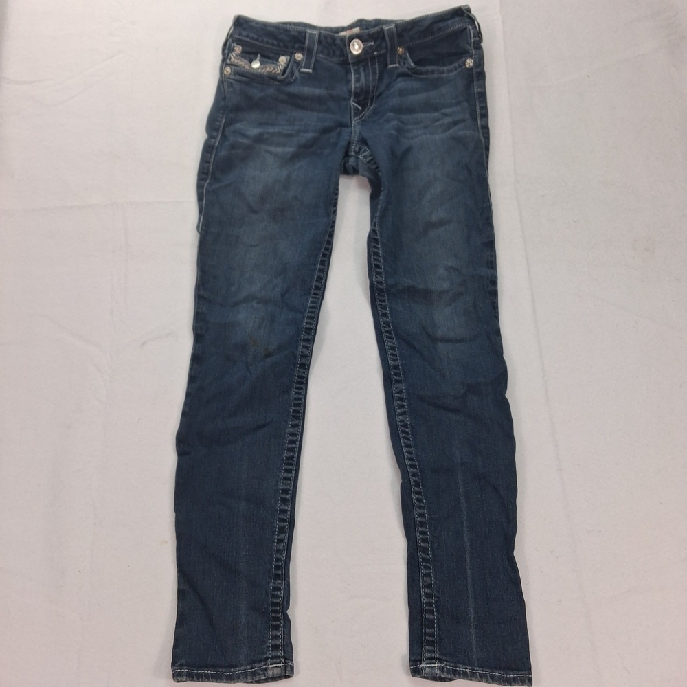 True Religion Jeans Womens 31 Skinny Blue Flap Pocket Stretch Made in USA